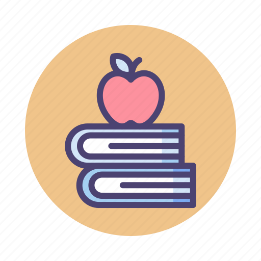 Apple, back to school, books icon - Download on Iconfinder