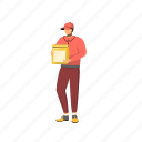 deliveryman, courier, package, paper, fast food 