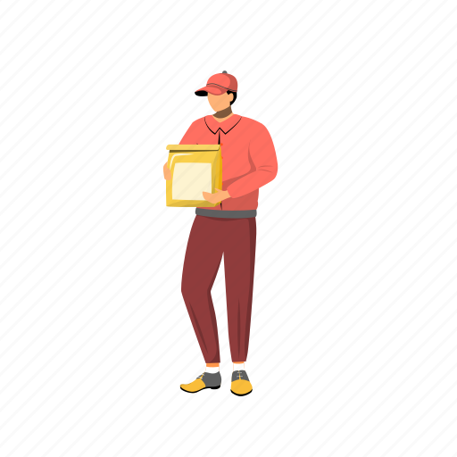 Deliveryman, courier, package, paper, fast food illustration - Download on Iconfinder