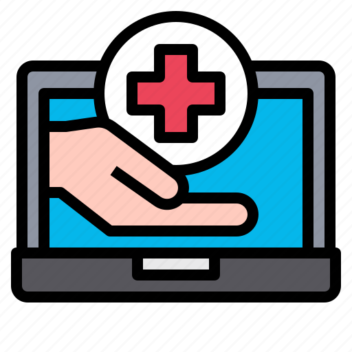 Laptop, healthcare, medical, technology, hand, computer icon - Download on Iconfinder