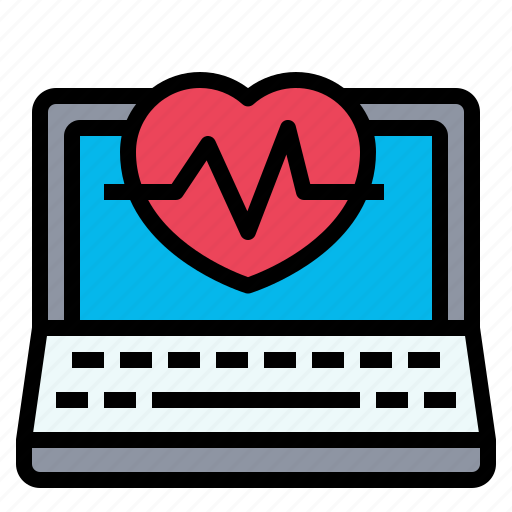 Laptop, heart, rate, healthcare, online, medical, technology icon - Download on Iconfinder