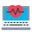 laptop, heart, rate, healthcare, online, medical, technology
