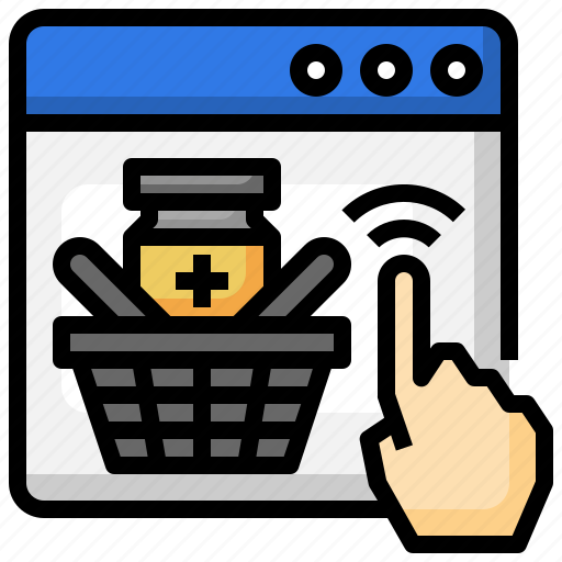 Online, pharmacy, browser, shopping, basket, pills, drugs icon - Download on Iconfinder