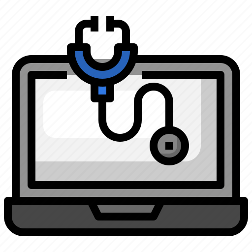 Stethoscope, medical, laptop, app, online icon - Download on Iconfinder