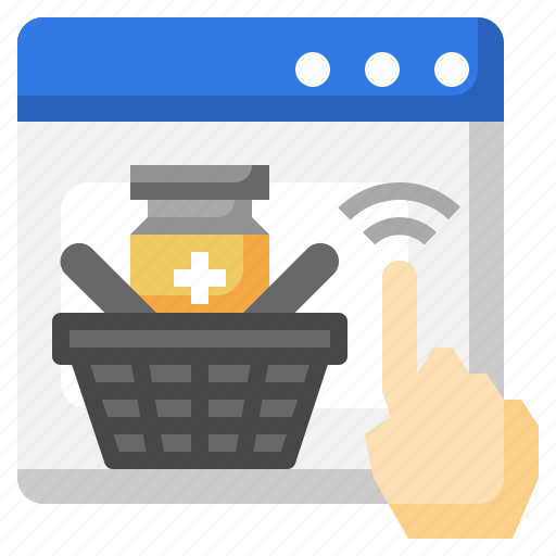 Online, pharmacy, browser, shopping, basket, pills, drugs icon - Download on Iconfinder