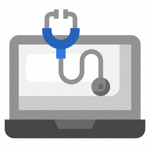 Stethoscope, medical, laptop, app, online icon - Download on Iconfinder