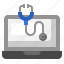 stethoscope, medical, laptop, app, online 