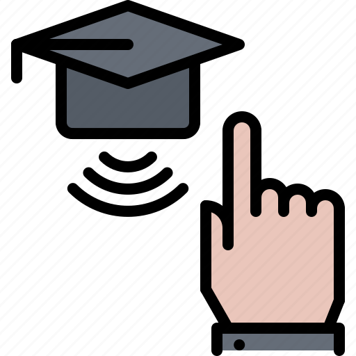 Cap, click, education, hand, learning, online, training icon - Download on Iconfinder