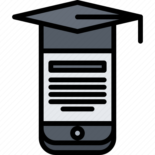 Cap, education, learning, online, phone, training icon - Download on Iconfinder
