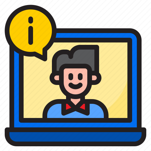 Information, online, learning, man, education, laptop icon - Download on Iconfinder