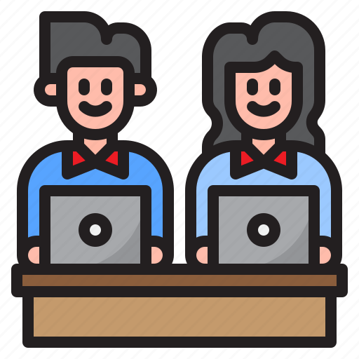 Online, learning, man, education, woman, laptop icon - Download on Iconfinder