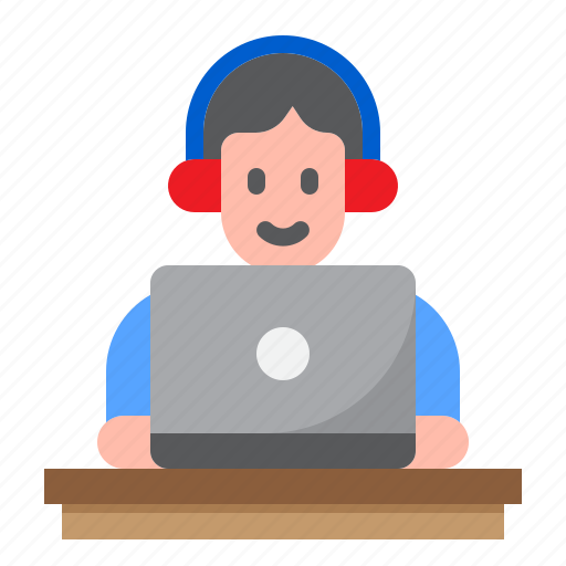 Online, learning, listen, man, communication, headphone icon - Download on Iconfinder