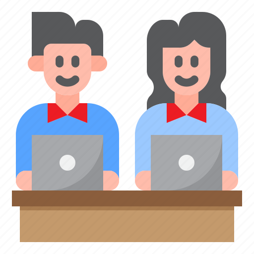 Online, learning, man, education, woman, laptop icon - Download on Iconfinder