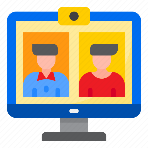 Online, learning, vedio, call, man, webcam, communication icon - Download on Iconfinder