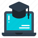 elearning, notbook, laptop, education, online, learning, mortarboard, course