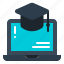 elearning, notbook, laptop, education, online, learning, mortarboard, course 