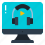 listening, headphones, computer, audio, course, online, learning, education, sound 