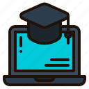 elearning, notbook, laptop, education, online, learning, mortarboard, course