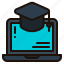 elearning, notbook, laptop, education, online, learning, mortarboard, course 