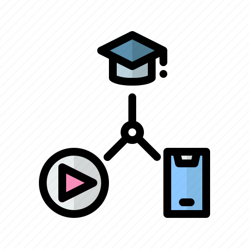 Mortarboard, video, smartphone, education, online learning icon - Download on Iconfinder