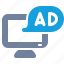 ad, advertisement, computer, marketing, message, monitor, pop-up 