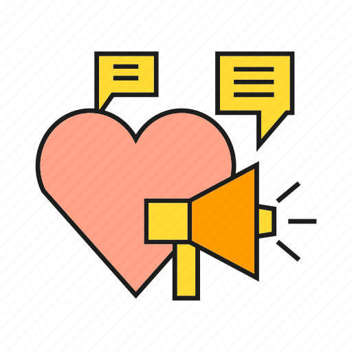Announce, campaign, heart, love, marketing, megaphone icon - Download on Iconfinder