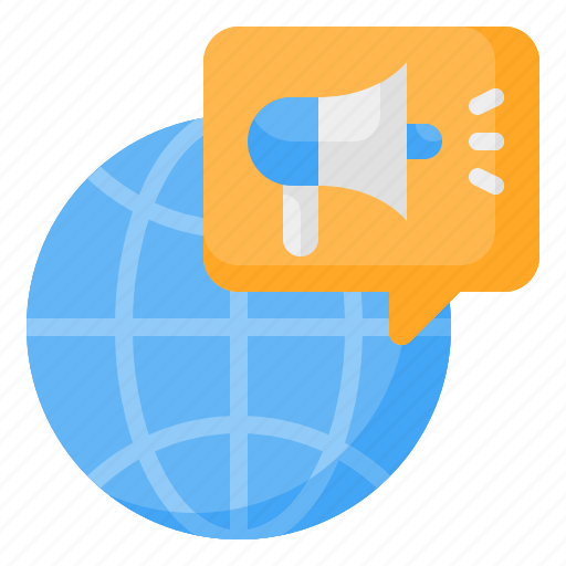 Global, globe, marketing, advertising, promotion, advertisement, megaphone icon - Download on Iconfinder