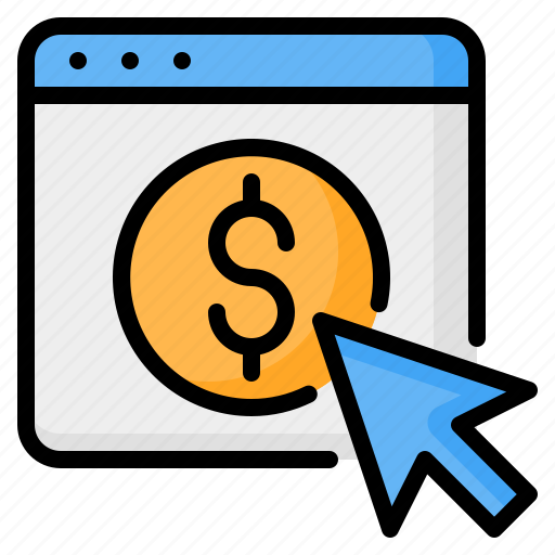 Pay per click, cost per click, click, cursor, money, dollar, website icon - Download on Iconfinder