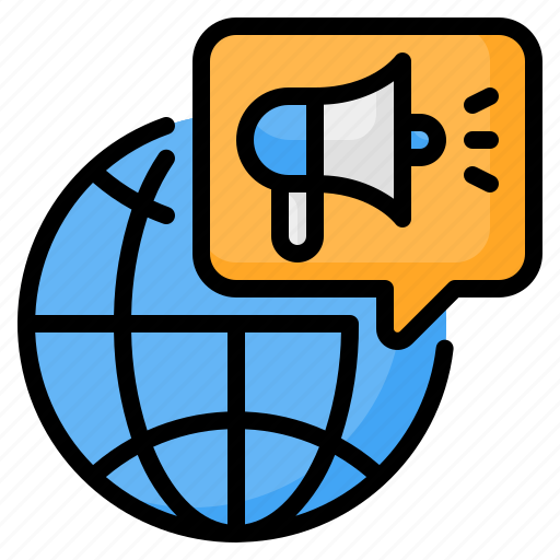 Global, globe, marketing, advertising, promotion, advertisement, megaphone icon - Download on Iconfinder