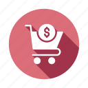 buy, cart, checkout, coin, dollar, shopping, trolley