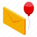 mail, online, party, isometric