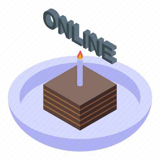 Cake, online, party, isometric icon - Download on Iconfinder