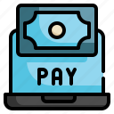 online, laptop, cash, credit, shopping, internet, payment icon