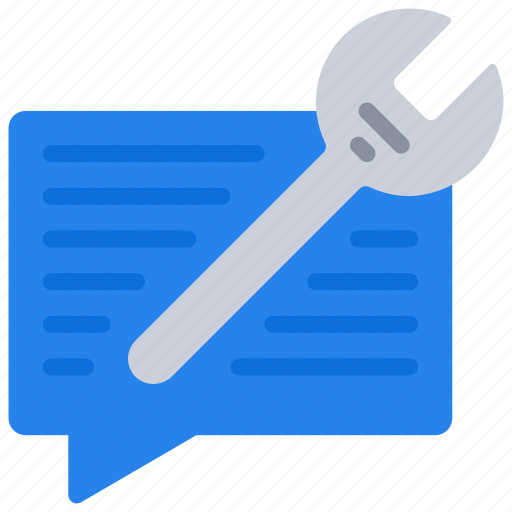Fix, message, repair, spanner, speechbubbble, text icon - Download on Iconfinder