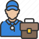 avatar, bag, briefcase, business, coach, job, user