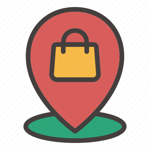 Location, marker, pin, shop, shopping bag, store, tracking icon - Download on Iconfinder