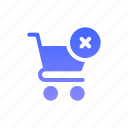 delete, cart, store, cross, trolley