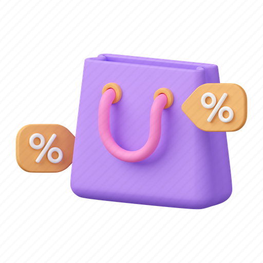 Offer, sale, discount, shopping, bag, hand bag, ecommerce 3D illustration - Download on Iconfinder