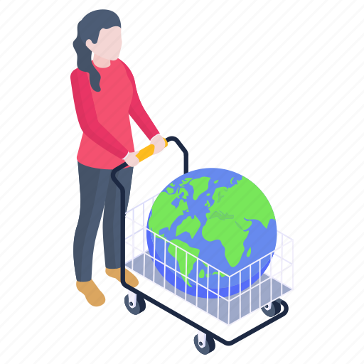 Worldwide shopping, global shopping, global purchase, shopping cart, shopper illustration - Download on Iconfinder