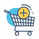 cart add, online, online store, plus, shopping, shopping cart 