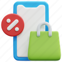 smartphone, shopping, bag, online, shop, sale, store, 3d, element 