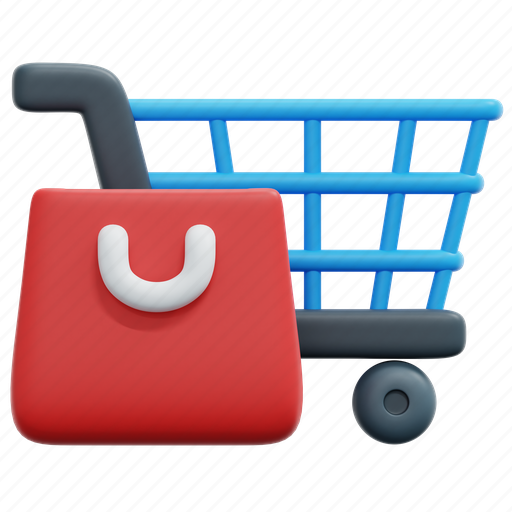 Shopping, bag, cart, online, shop, sale, store 3D illustration - Download on Iconfinder