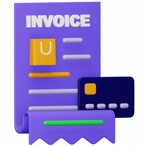 Invoice, shopping, credit, debit, card, payment, receipt 3D illustration - Download on Iconfinder
