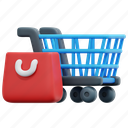 shopping, bag, cart, online, shop, sale, store, 3d, illustration 