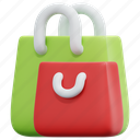 shopping, bag, online, shop, sale, purchase, 3d, illustration