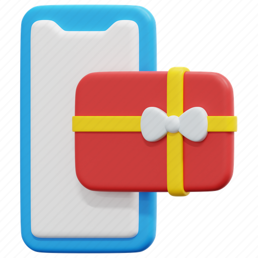 Gift, card, phone, online, shop, shopping, sale 3D illustration - Download on Iconfinder