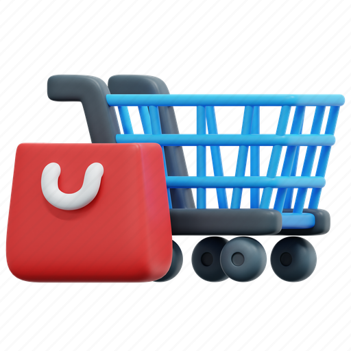 Shopping, bag, cart, online, shop, sale, store 3D illustration - Download on Iconfinder