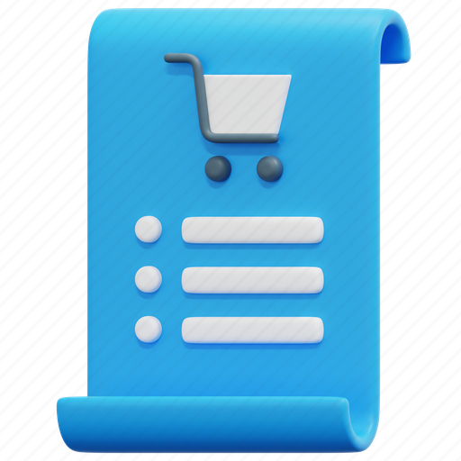 Shopping, list, online, shop, sale, paper, 3d 3D illustration - Download on Iconfinder