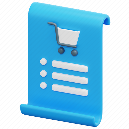 Shopping, list, online, shop, sale, paper, 3d 3D illustration - Download on Iconfinder