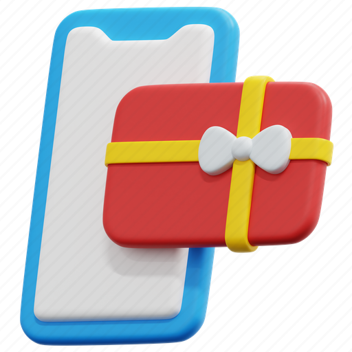 Gift, card, phone, online, shop, shopping, sale 3D illustration - Download on Iconfinder